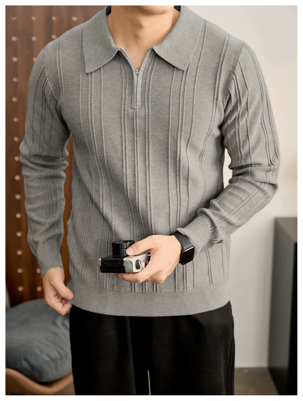 Arden Rib Half-Zip Polo