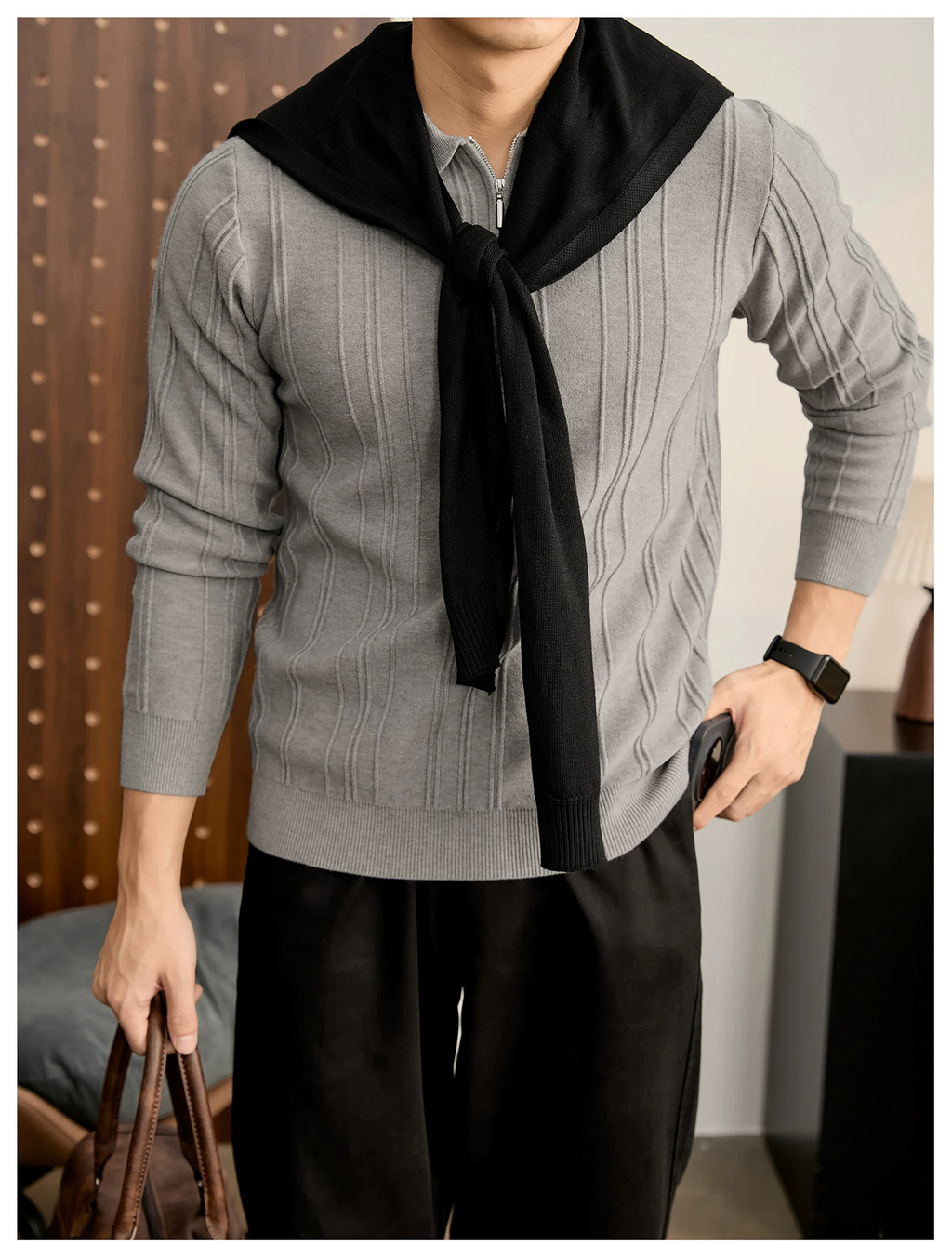 Arden Rib Half-Zip Polo