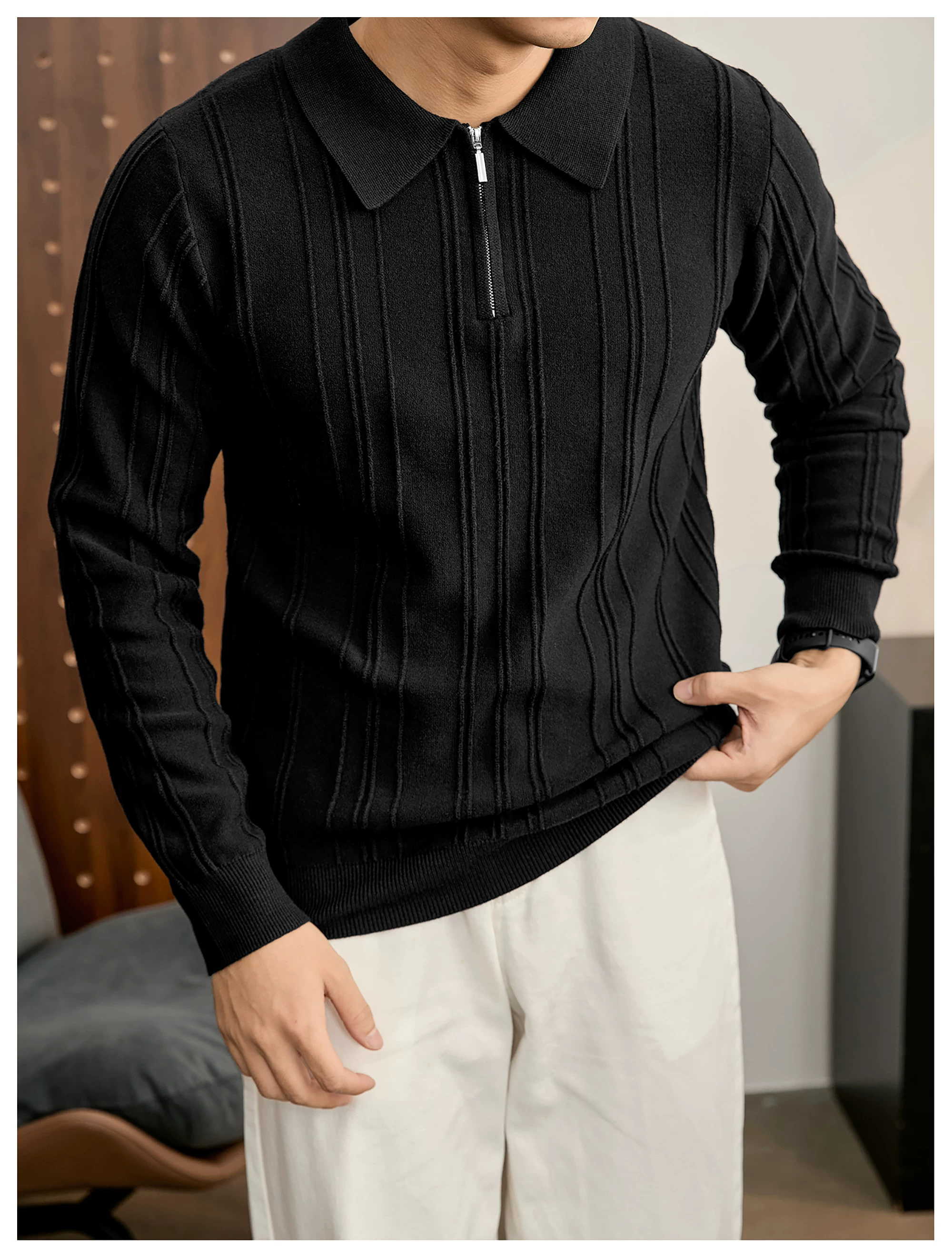 Arden Rib Half-Zip Polo