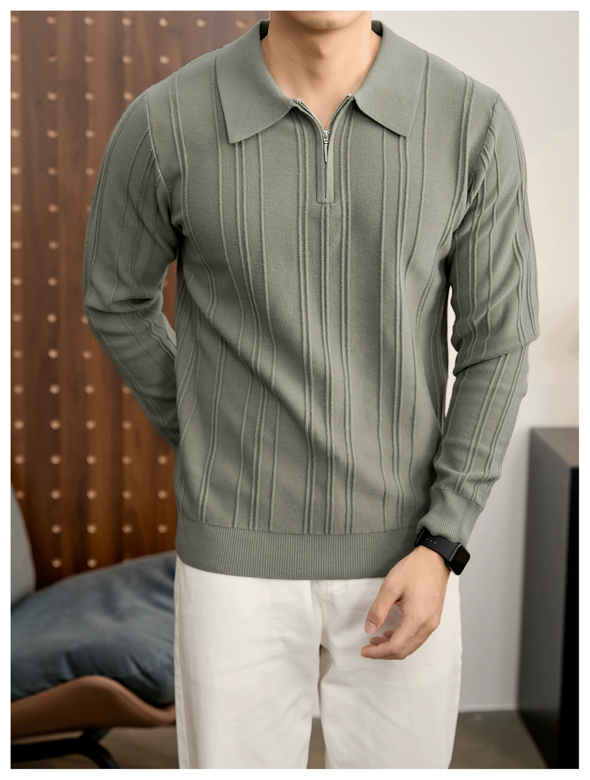Arden Rib Half-Zip Polo