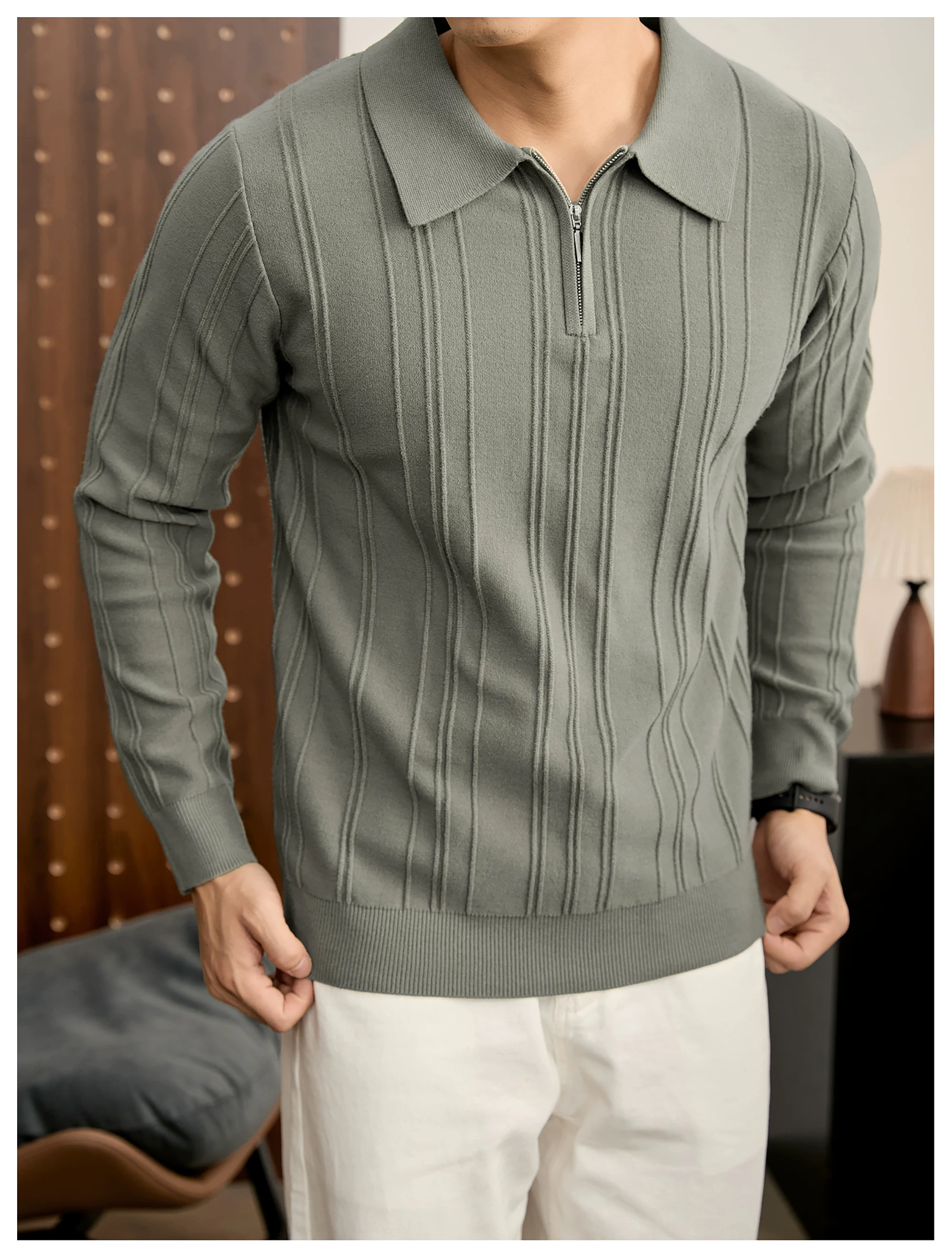 Arden Rib Half-Zip Polo
