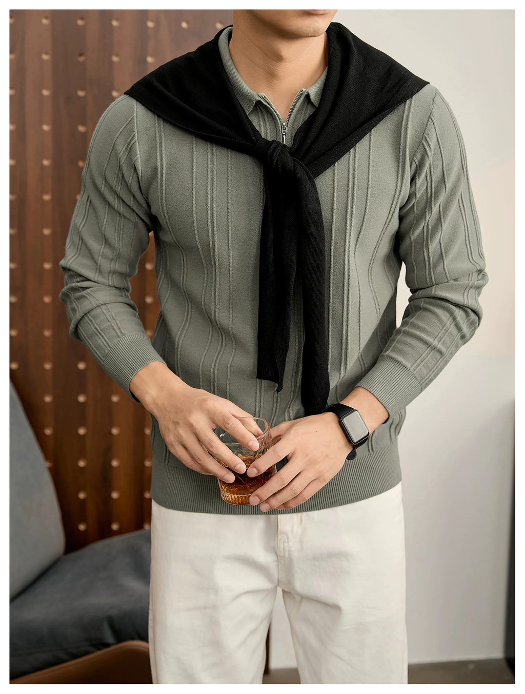 Arden Rib Half-Zip Polo