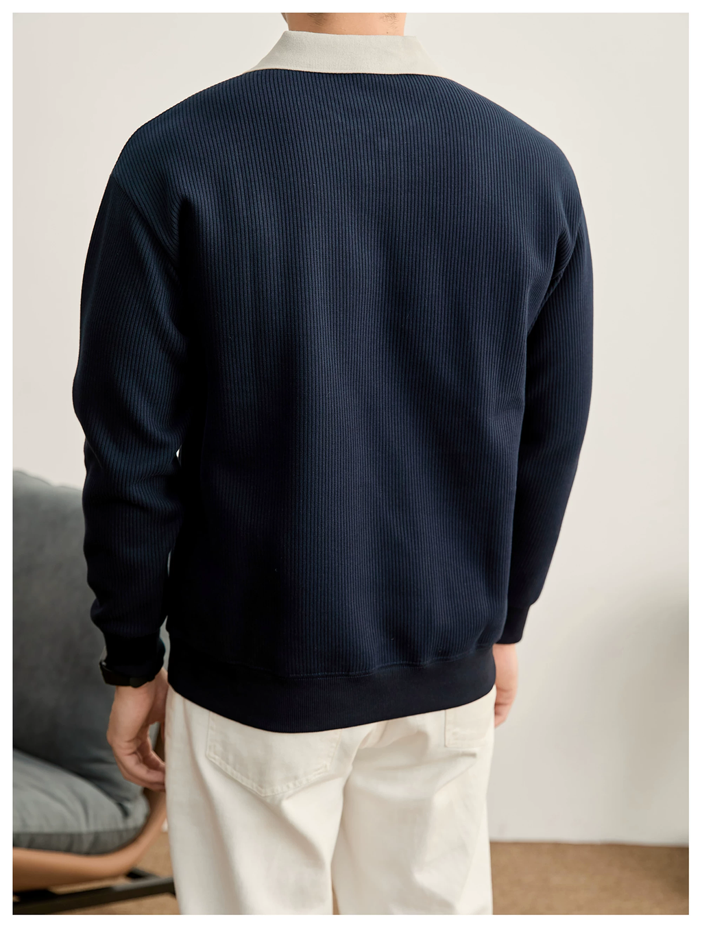 Everett Contrast Half-Zip Knit Polo