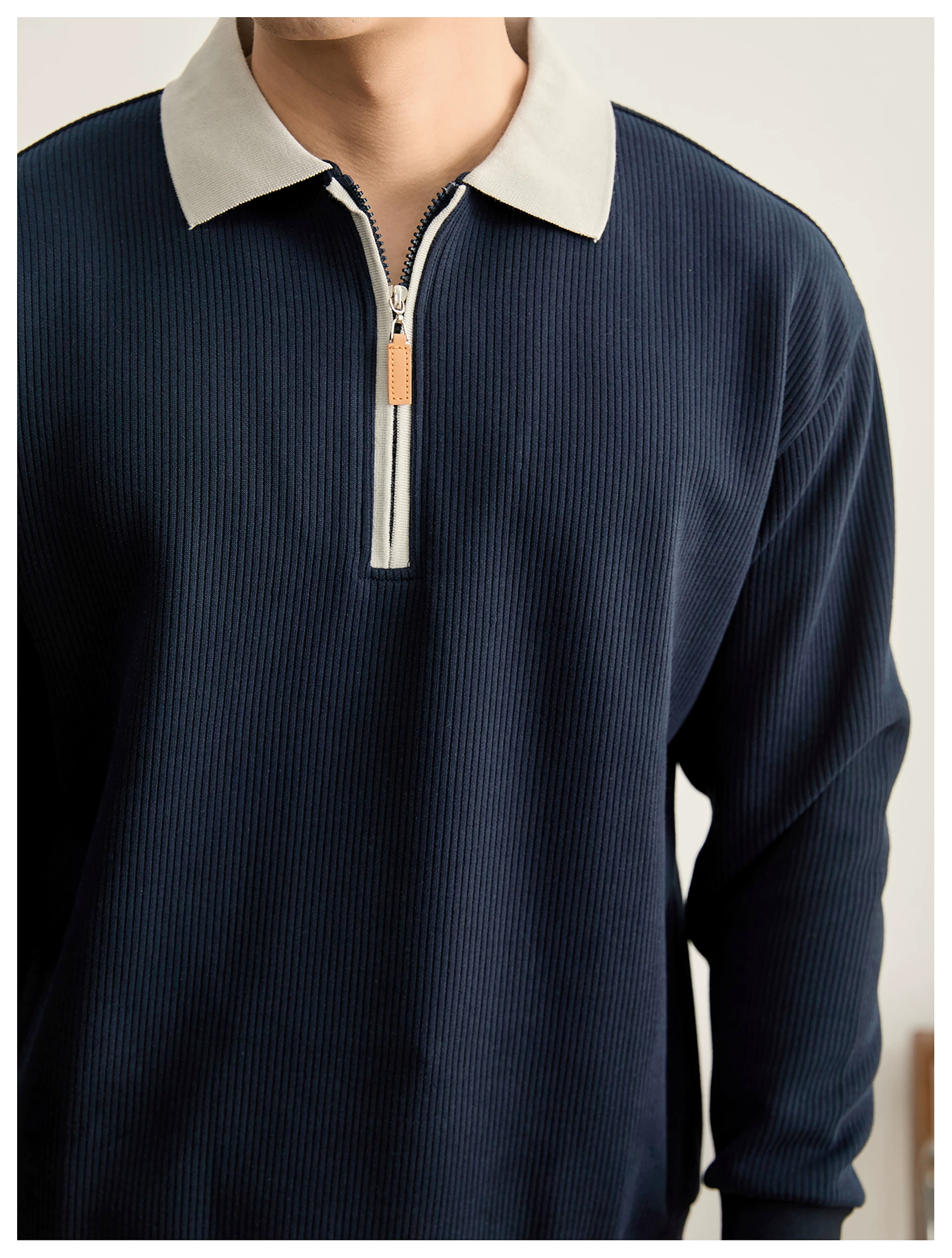 Everett Contrast Half-Zip Knit Polo