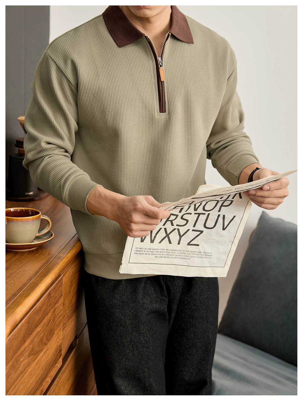 Everett Contrast Half-Zip Knit Polo